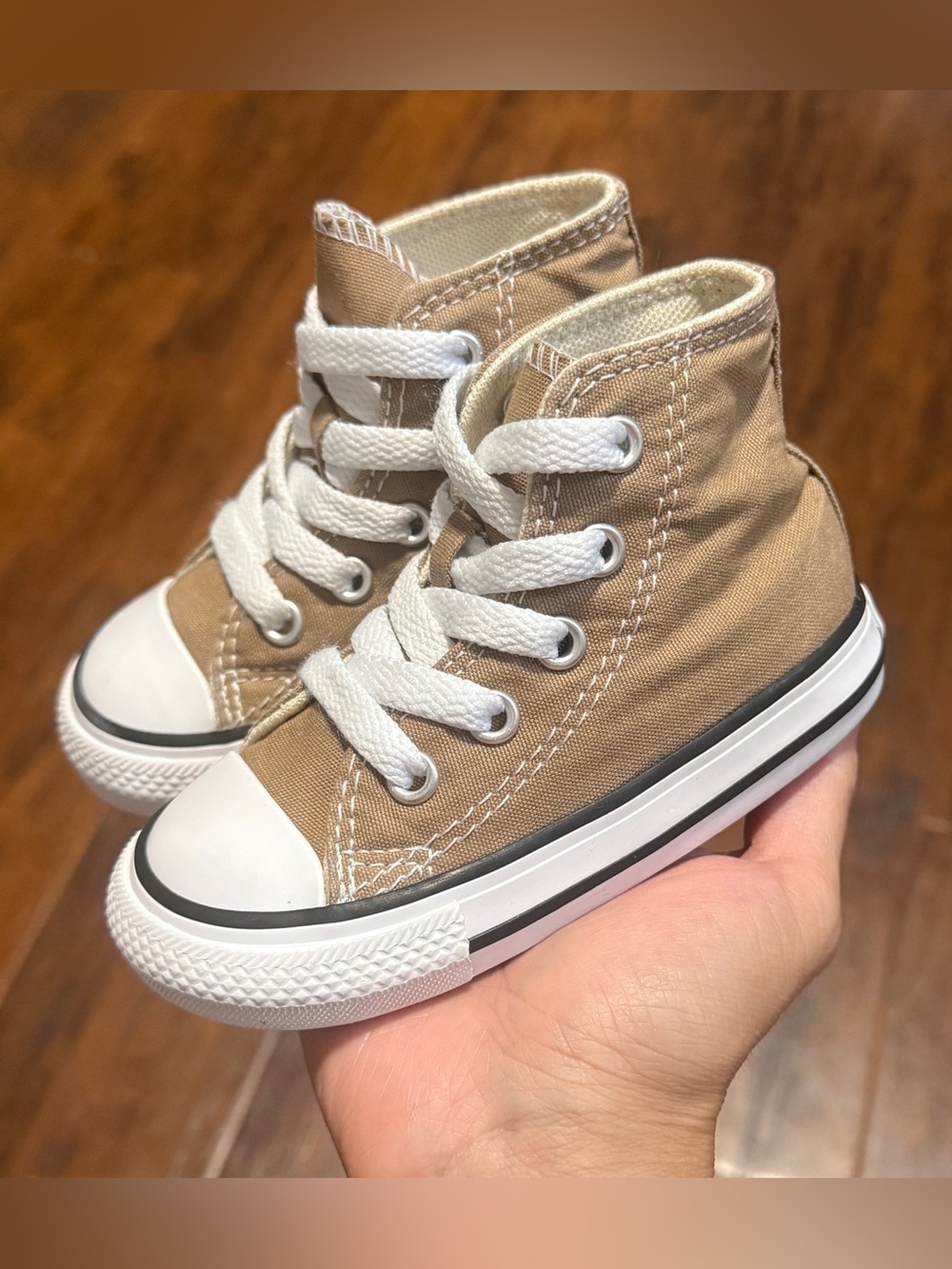 Converse toddler Brown High-Top Canvas Sneakers with White Accents